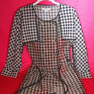 FINITY Sheer Polka Dot Short Trench Coat Size 8